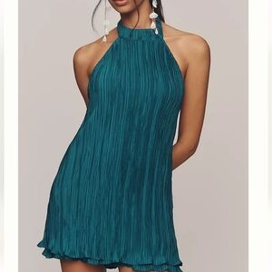 Elegant Teal Halter Dress